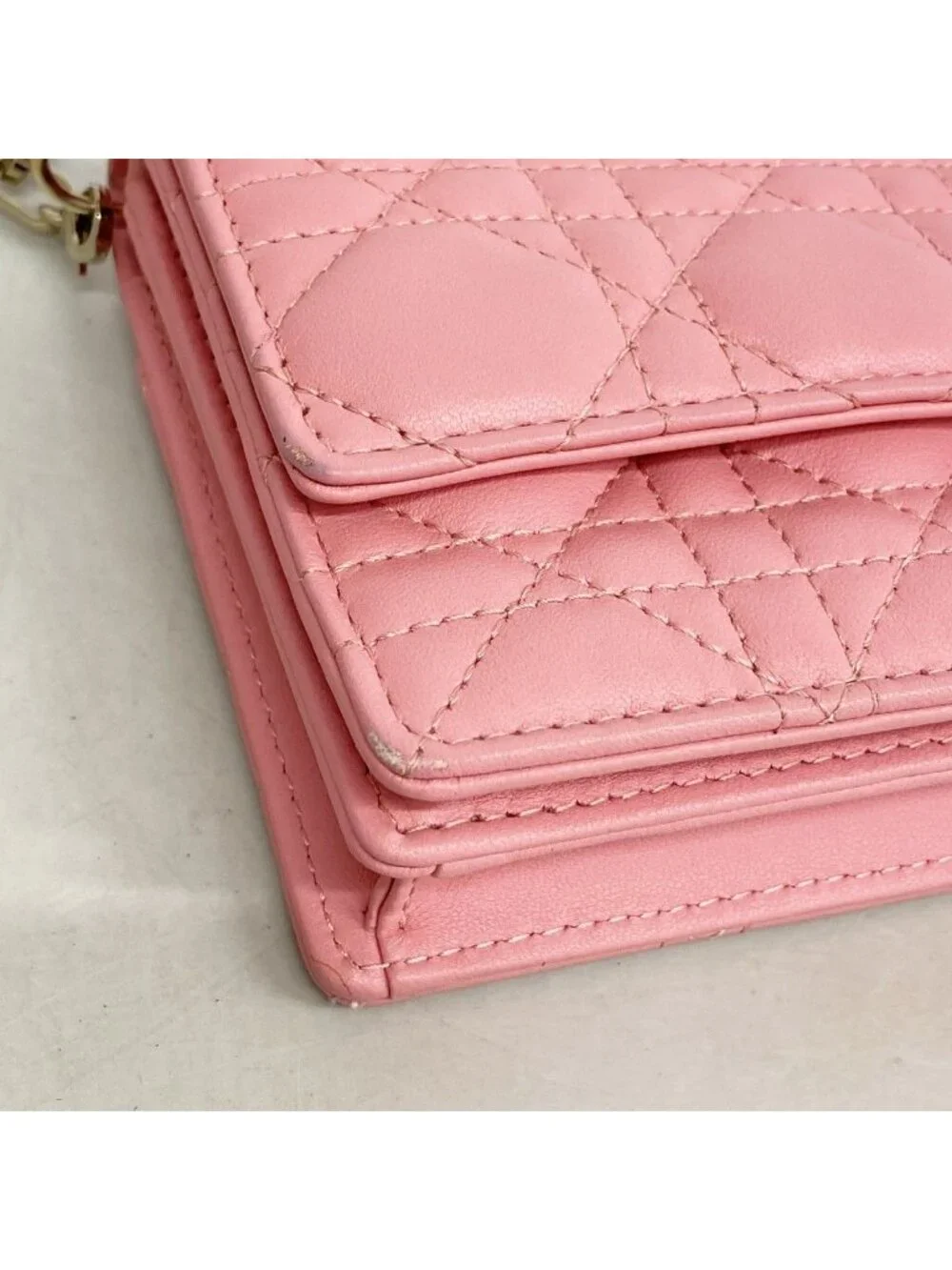 Dior Handbag Cannage MY Leather Pink Champagne Gold 2-Way Bag - Picture 6 of 10